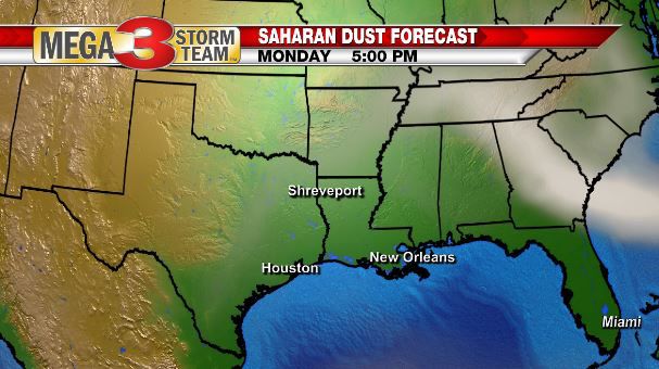 Saharan Dust Forecast for Monday morning (NOAA)